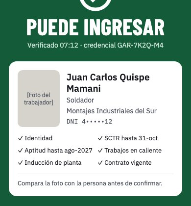 Garita: puede ingresar, con los requisitos verificados