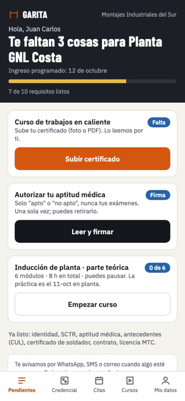 App del trabajador con pendientes